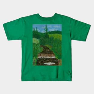 A purling stream in the Carpathian Mountains, Ukraine Kids T-Shirt